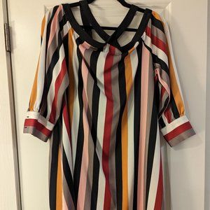 LOFT, Striped Shift Dress, Size Large